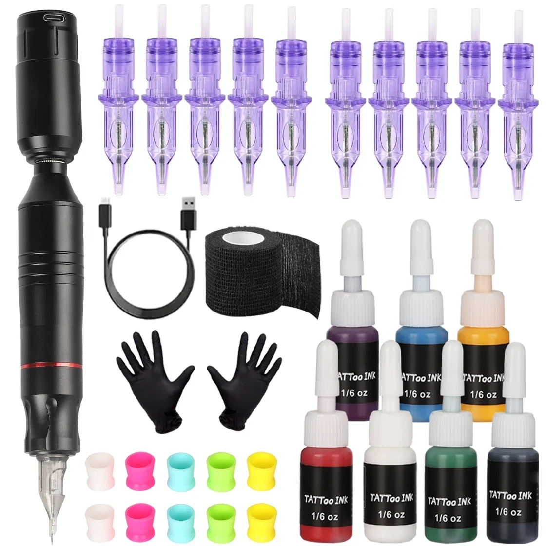 Black Diamond Beginner Tattoo Kit with Wireless Tattoo Pen
