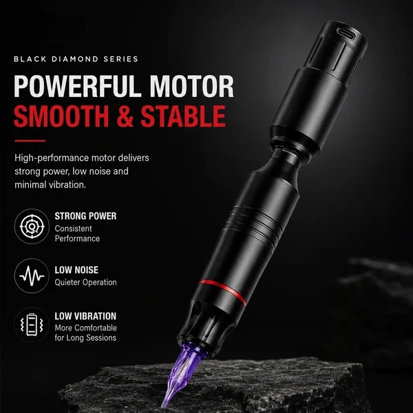 Black Diamond Beginner Tattoo Kit with Wireless Tattoo Pen