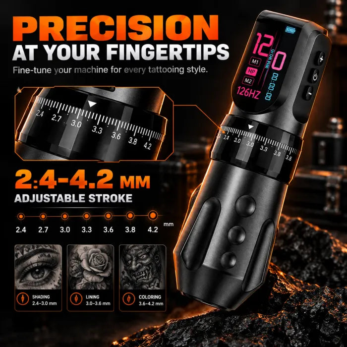 A7 Flex Adjustable Stroke Wireless Tattoo Pen