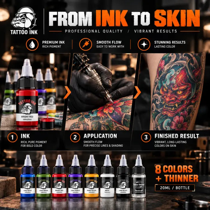 New Tattoo Ink B002  8-Color Pigment Set 20ml Easy Apply