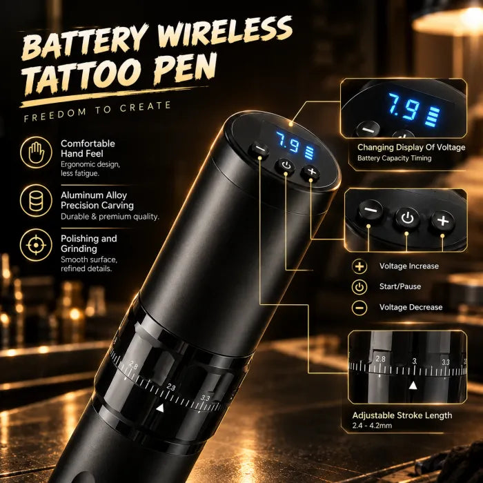 T1 Pro Adjustable Stroke Wireless Tattoo Pen